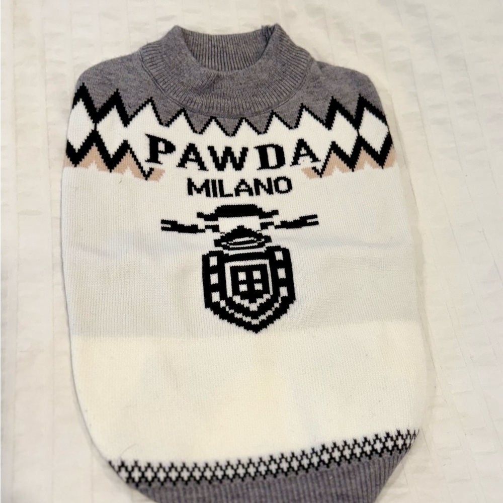 Gray and White Dog Sweater 12-16lbs